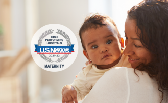 美国新闻与世界汇报覆盖医疗中心的徽章在列表中，以获得最佳医院的产妇